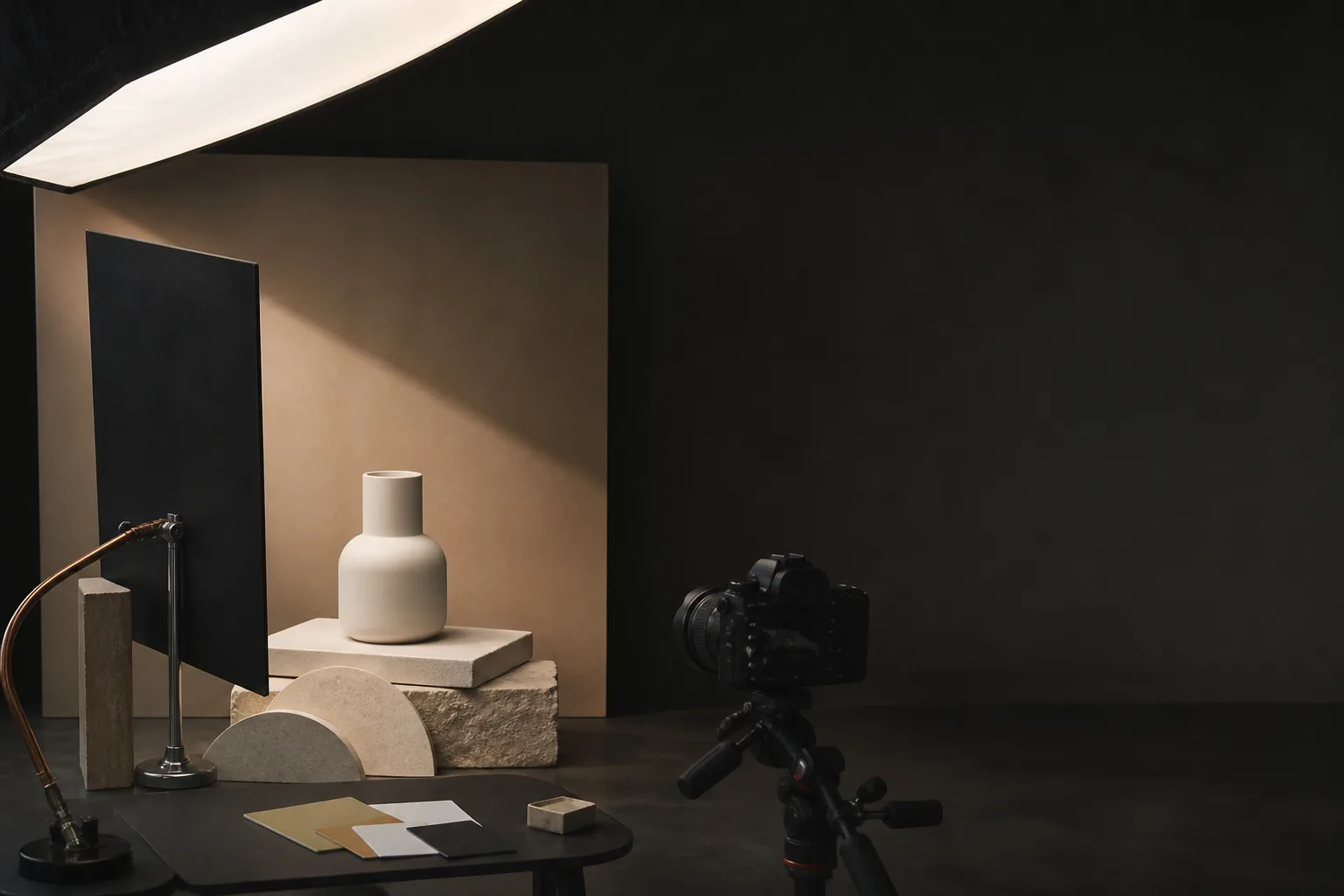 Professional commercial photography setup representing corporate work